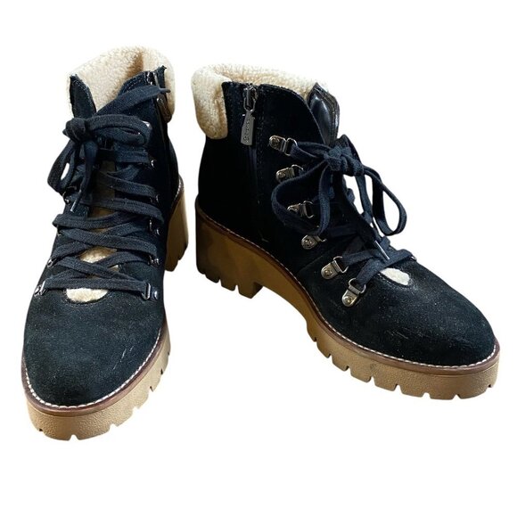 Blondo Devin Waterproof Suede Lace-Up Ankle Boots 8-1/2M Black #337C - Picture 1 of 10